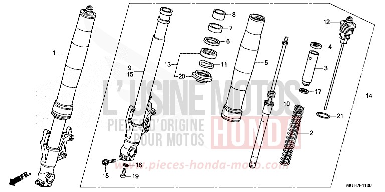 FOURCHETTE AVANT de VFR1200X "Crosstourer" DCT MAT PEARL GLARE WHITE (NHB54) 2015